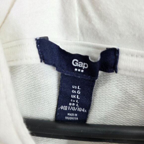 Womens Gap White Full Zip Hoodie Jacket Drawstring Cotton Polyester Blend Size L - Picture 2 of 7